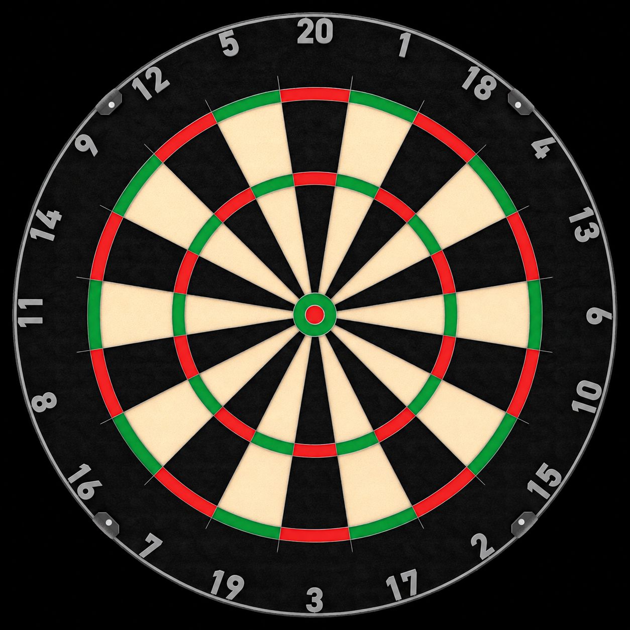 Klassische Dartscheibe mit Zahlen, ohne Schriftzüge oder Logos